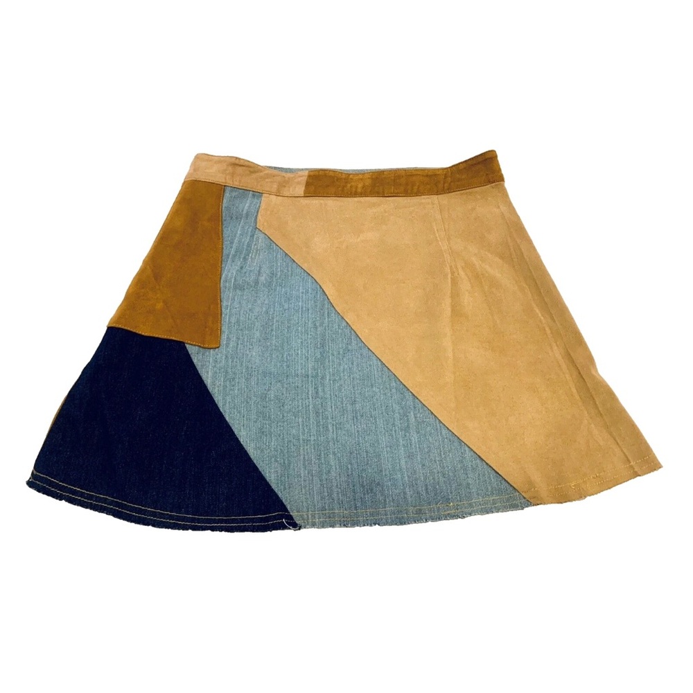EZRA Women's Size S Mini Skirt Short Boho Patchwork Color Block